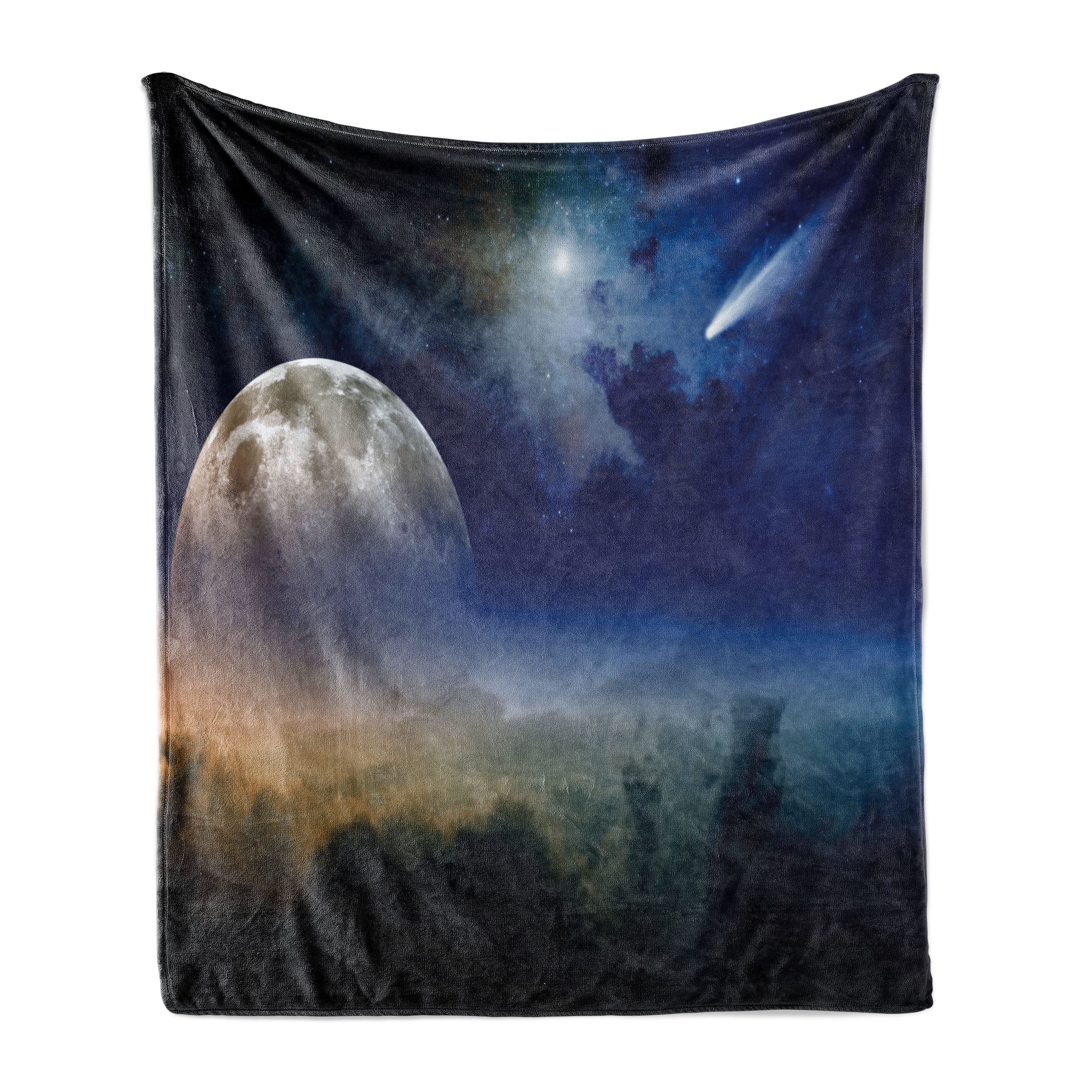 Moon Soft Flannel Fleece Blanket, Full Moon Rising with Shooting Star ...