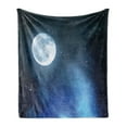 thumbnail image 1 of Moon Soft Flannel Fleece Blanket, Night Sky with Stars Full Moon Universe Space Heavenly Bodies Romantic Evening, Cozy Plush for Indoor and Outdoor Use, 70" x 90", Black Blue White, by Ambesonne, 1 of 6
