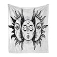 thumbnail image 1 of Moon Soft Flannel Fleece Throw Blanket, Monochrome Sun and Moon Pattern Oriental Image Culture Inspired Design Print, Cozy Plush for Indoor and Outdoor Use, 50" x 60", Black White, by Ambesonne, 1 of 6