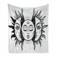 thumbnail image 1 of Moon Soft Flannel Fleece Throw Blanket, Monochrome Sun and Moon Pattern Oriental Image Culture Inspired Design Print, Cozy Plush for Indoor and Outdoor Use, 50" x 70", Black White, by Ambesonne, 1 of 6
