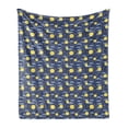 thumbnail image 1 of Moon Soft Flannel Fleece Throw Blanket, Smiling Full Moon Faces with Stars and Clouds Joy Sleep Cartoon, Cozy Plush for Indoor and Outdoor Use, 70" x 90", Pale Orange Night Blue, by Ambesonne, 1 of 6