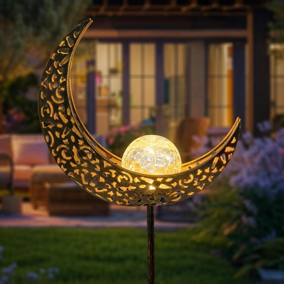 Moon Solar Lights Outdoor Garden Decor Gifts for Mom Women,Waterproof Stakes Yard Decorations for Lawn, Patio Accessories, Backyard Ornaments Birthday Gifts Mother Grandma (Bronze)
