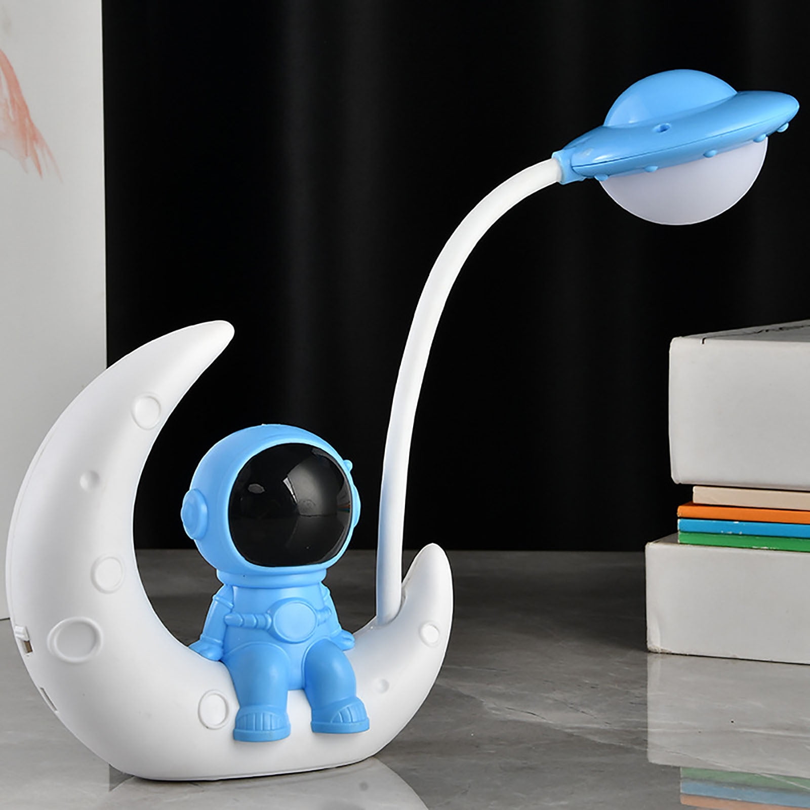 Moon Space Man Shape Desk Lamp Rechargeable Reading Light, Cute Room