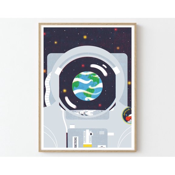 Moon Space Travel Poster Print | Planet Wall Art | Home Decor, 16x24 UNFRAMED