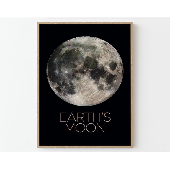 Moon Space Travel Poster Print | Stars Planets Universe Cosmos, 12x18 UNFRAMED