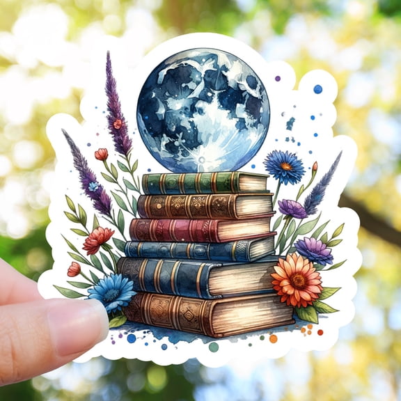 Moon Stack Books Library Reader Bookish Book Stack Sticker