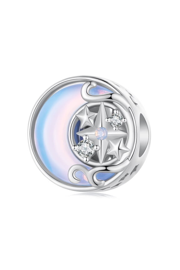 Moon Star Burst Fashion Silver-Plated Charm Beads for Jewelry Making