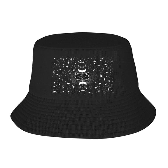 Moon Star Cat Witch Goth Pattern Bucket Hat For Womens And Mens Outdoor Beach Fisherman Hat Sun Hat