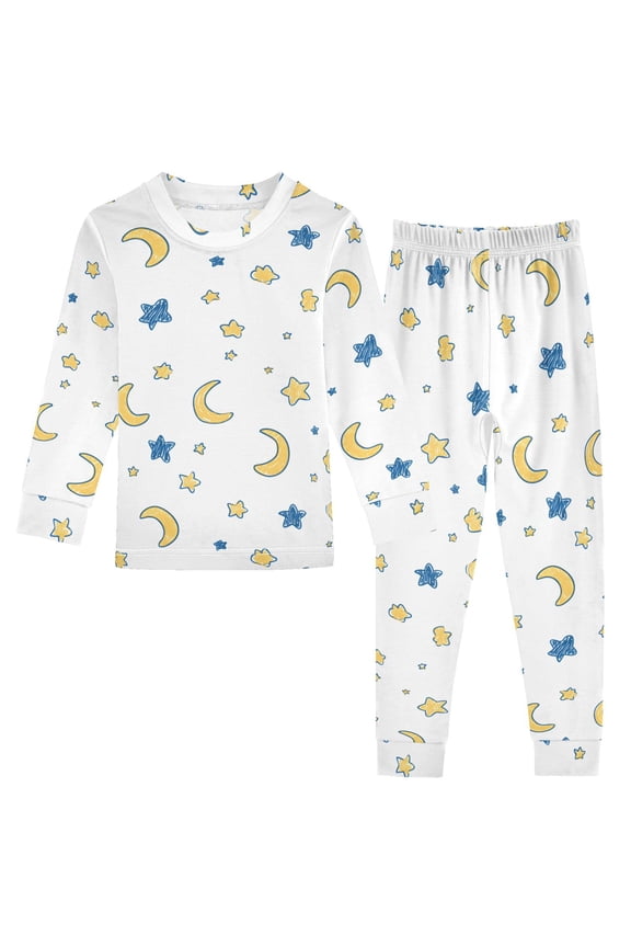 Moon Star Design Cotton Pajamas 2 Piece Set Sleepwear Soft and Comfortable Homewear Nightwear