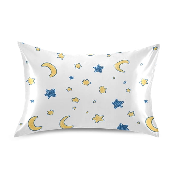 Moon Star Design Pillowcase Queen Size Luxury Silky Soft Wrinkle Resistant Envelope Closure 30x20in