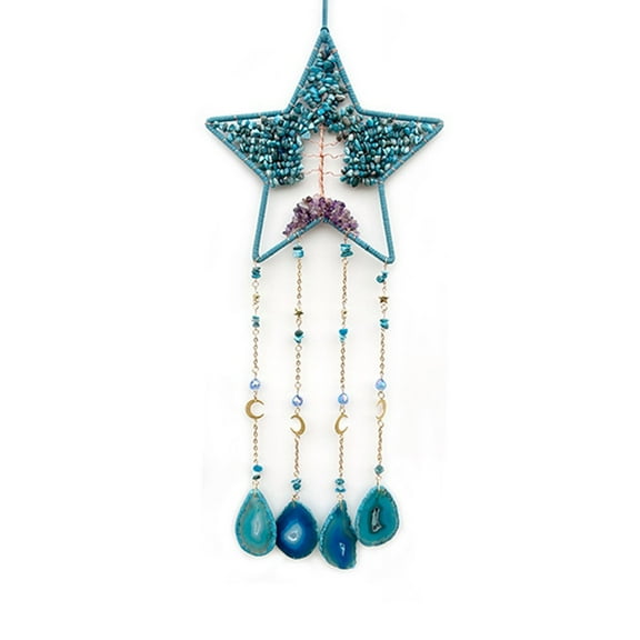 Moon/Star Dreamcatcher with Tree of Life: Natural Agate for Crystal Decor