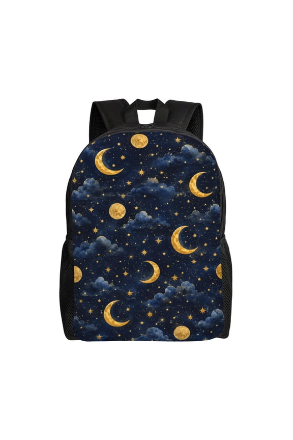Moon Star Night Sky Backpack Full Front Print Travel Laptop Bag for Men and Women