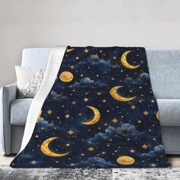 Moon Star Night Sky Blanket Gift Throw Blanket Gift for Women Celestial Cloud Nursery Home Decor 50x40