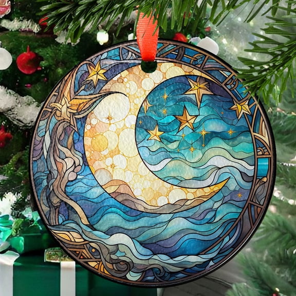 Moon And Star Ornament Suncatcher Celestial Night Sky Light Catcher Spiritual Home Window Hangings Decoration House Gift For Mom, 2025, Holiday 2025, Holiday Decoration, Seasonal