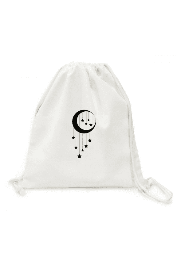 Pendant Decoration Backpack Canvas Drawstring Reusable Mesh Shopping Bag