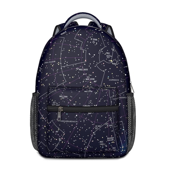 Moon Star Rocket School Backpack with Galaxy Astronaut and Outer Space Theme Lightweight Travel Bag