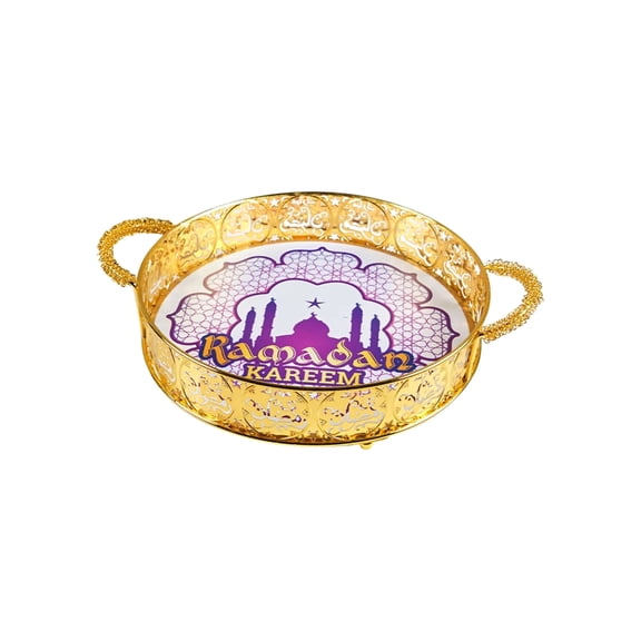 Moon Star Serving Tray Gold Iron Tableware Dessert Food Storage Container RamadanMus11mIslamic Party Supplies