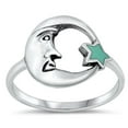 thumbnail image 1 of Moon & Star Simulated Turquoise Wholesale Ring .925 Sterling Silver Band Blue CZ Female Size 5, 1 of 4
