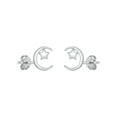 thumbnail image 1 of Moon & Star Stud Earrings, Sterling Silver 925, Jewelry With Gift Box, 1 of 2