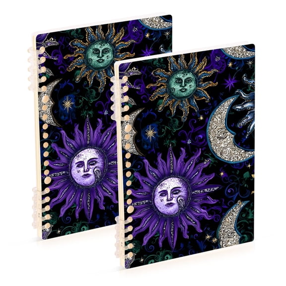 Moon Star Sun with Faces Notebook Detachable Coil Notebook Diary Plan Book A5 Size 60 Pages 1 Pack