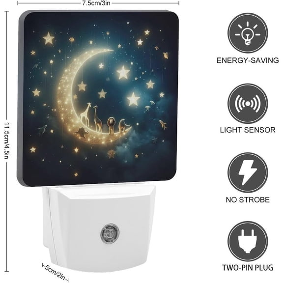 Moon and Starry Sky Night Light, Plug into Wall Decor Nightlights for Bedroom, Bathroom, Hallway, Kitchen, with Dusk to Dawn Light Auto Sensors LED Night Lights for Boys Girls Women Men Room Gifts