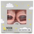thumbnail image 1 of Moon & Stars - 1 Pair Baby Booties Ages 0+ - Pink with Print, 1 of 2