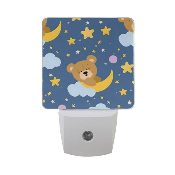 Moon Stars Clouds Bears LED Night Light with Smart Sensor Plug Into Wall Dusk to Dawn 2 packs