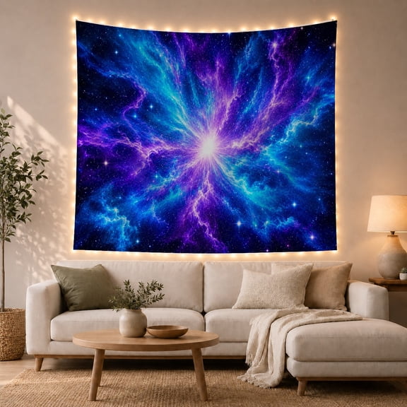 Moon Stars Cosmic with Explosion Brilliant Starburst Space, Mystical Fantasy for Space Lovers, Galaxy Room Decor, Graduation Gift, Tapestry Wall Hanging for Bedroom and Dorm