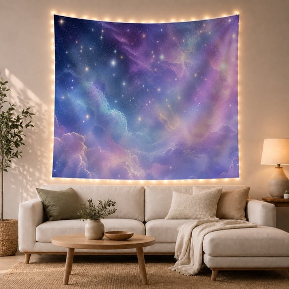 Moon Stars Expansive with Galaxy Nebula Dominant Blues, Mystical Fantasy for Space Lovers, Galaxy Room Decor, Graduation Gift, Tapestry Wall Hanging for Bedroom and Dorm