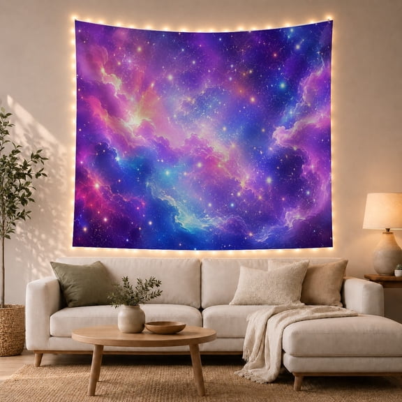 Moon Stars Expansive with Space Nebula Billowing Clouds, Mystical Fantasy for Space Lovers, Galaxy Room Decor, Graduation Gift, Tapestry Wall Hanging for Bedroom and Dorm