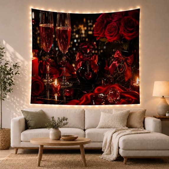 Moon Stars Luxurious with Still Life Depicted Blurred, Mystical Fantasy for Space Lovers, Galaxy Room Decor, Valentine'S Day Gift, Tapestry Wall Hanging for Bedroom and Dorm