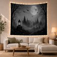 thumbnail image 1 of Moon Stars Monochromatic with Nocturnal Presented Shades Upper, Spooky Gothic for Gothic Decor Fans, Dark Art Decor, Halloween Gift, Tapestry Wall Hanging for Bedroom and Dorm, 1 of 7