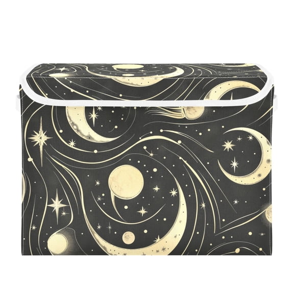 Moon Stars Movement Foldable Storage Bin with Lid and Handle Collapsible Storage Box 16.5 x 12.6 x 11.8 inches