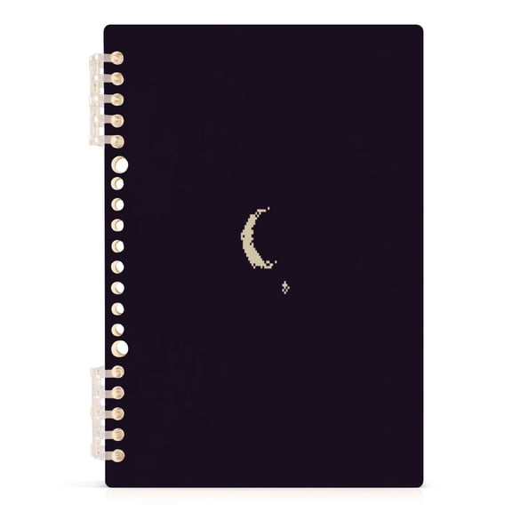 Moon Stars Night A5 8.3x5.7in PP Notebook, Adjustable Rings, 60 Sheets, Diary or Journey Note