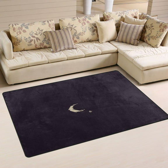 Moon Stars Night Soft Polyester Area Rug 60''x39'', Non Slip, Memory Foam, Water Absorbent