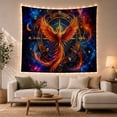 thumbnail image 1 of Moon Stars Phoenix with Outstretched Flame Hued Wings, Mystical Fantasy for Space Lovers, Galaxy Room Decor, Graduation Gift, Tapestry Wall Hanging for Bedroom and Dorm, 1 of 7