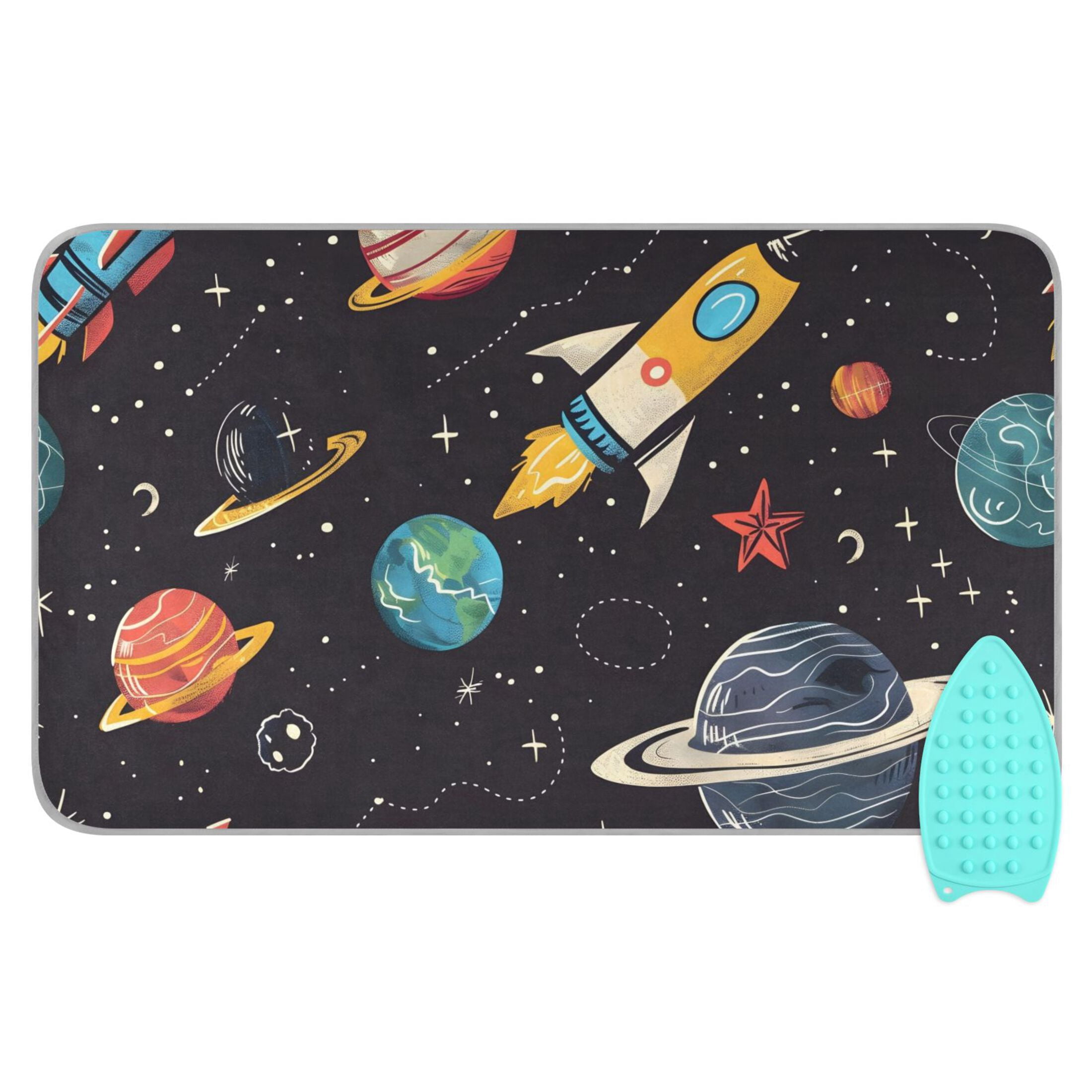 Moon Stars Planets Galaxy Ironing Mat Blanket Portable Travel Ironing Pad Heat Resistant Pad 47.2" x 27.6”
