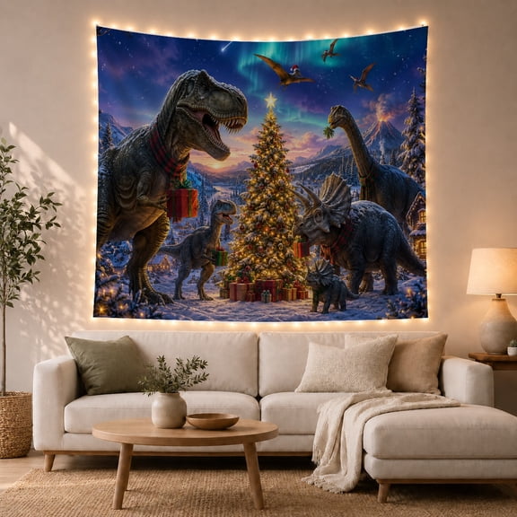 Moon Stars Prehistoric with Starry Night Sky Aurora, Mystical Fantasy for Space Lovers, Galaxy Room Decor, Christmas Gift, Tapestry Wall Hanging for Bedroom and Dorm