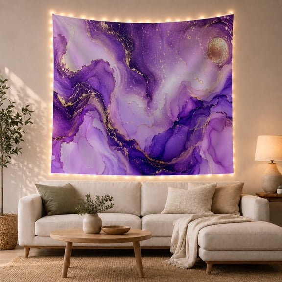 Moon Stars Resembling with Fluid Marble Agate Texture, Mystical Fantasy for Space Lovers, Galaxy Room Decor, Graduation Gift, Tapestry Wall Hanging for Bedroom and Dorm
