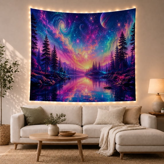 Moon Stars Saturated with Cosmic Glowing Horizon Where, Mystical Fantasy for Space Lovers, Galaxy Room Decor, Graduation Gift, Tapestry Wall Hanging for Bedroom and Dorm