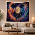 thumbnail image 1 of Moon Stars Two with Iridescent Hummingbirds Facing Each, Mystical Fantasy for Space Lovers, Galaxy Room Decor, Housewarming Gift, Tapestry Wall Hanging for Bedroom and Dorm, 1 of 7