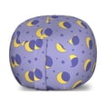 thumbnail image 1 of Moon Storage Toy Bag Chair, Themed Pattern with Moon Stars Dots Cartoon Style Night Sky, Stuffed Animal Organizer Washable Bag, Large Size, Lavender and Yellow, by Ambesonne, 1 of 3