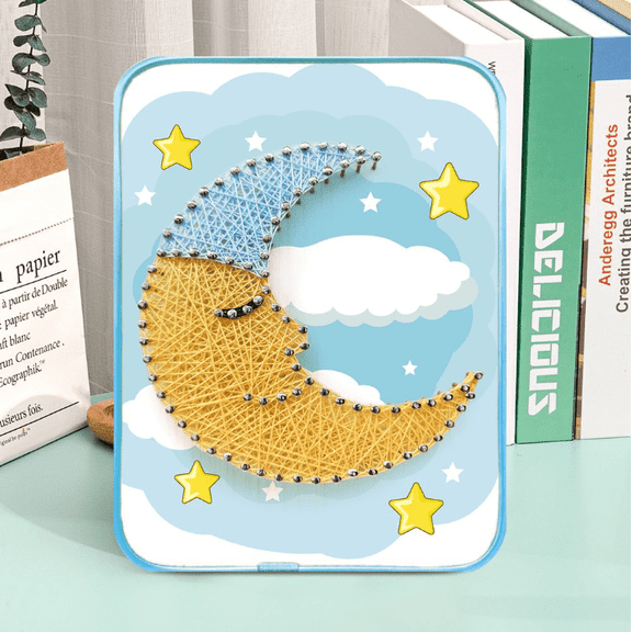 Wizardi Moon String Art Kit with Stand. Simple Decorative DIY String Art Craft Kit M1-2 DHBC28007