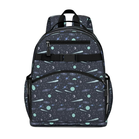 Moon Student Backpack Adjustable Shoulder Straps Chest Buckle Lightweight Durable School Backpack