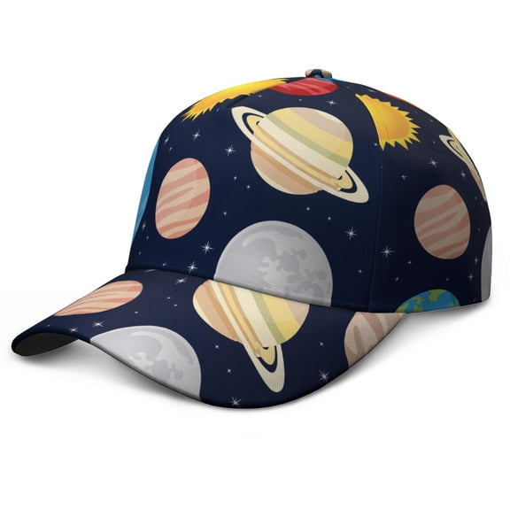 Moon Sun Nebula Cosmic Baseball Cap – Adjustable Performance Hat for Competition, Play, and Training with Cute Celestial Print