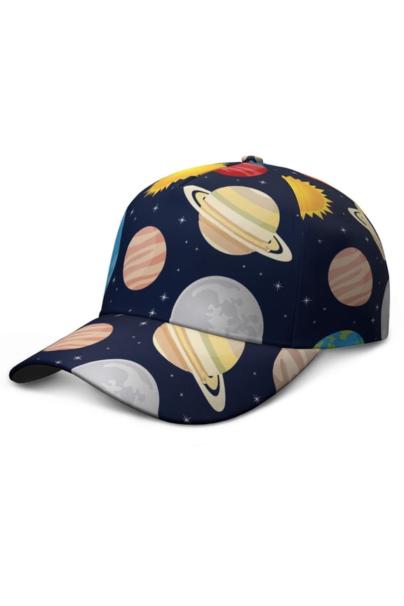 Moon Sun Nebula Cosmic Baseball Cap – Adjustable Performance Hat for Competition, Play, and Training with Cute Celestial Print