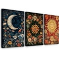 thumbnail image 1 of Moon Sun Star Celestial Wall Art Tarot Card Vintage Poster Decor Gothic Witchy Aesthetic Canvas Wall Art Flower Mystical Astrology Painting Dark Academia Poster for Bedroom, 1 of 5