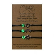 Moon Sun Star Luminous Bead Bracelet Relationship Woven Bracelets Adjustable Friendship Jewelry for 3 Best-Friend