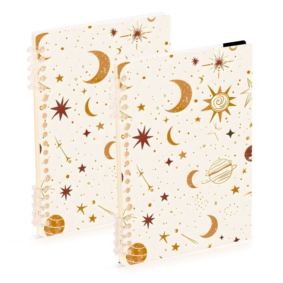 Moon Sun Stars and Planets Notebook Detachable Coil Notebook Diary Plan Book A5 Size 60 Pages 1 Pack