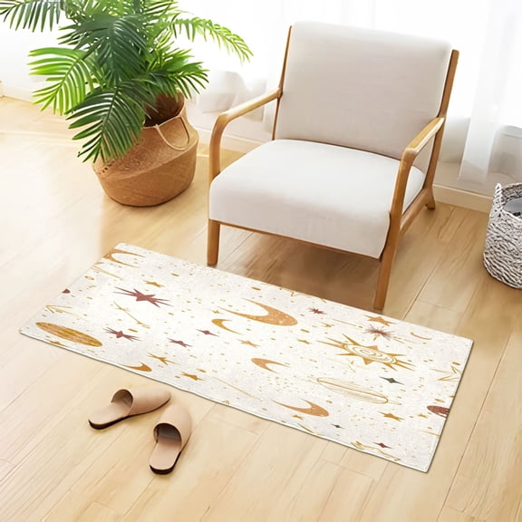 Moon Sun Stars and Planets Plush Carpet Non Slip Runner Rug Absorbent Bath Mat 39" x 20"